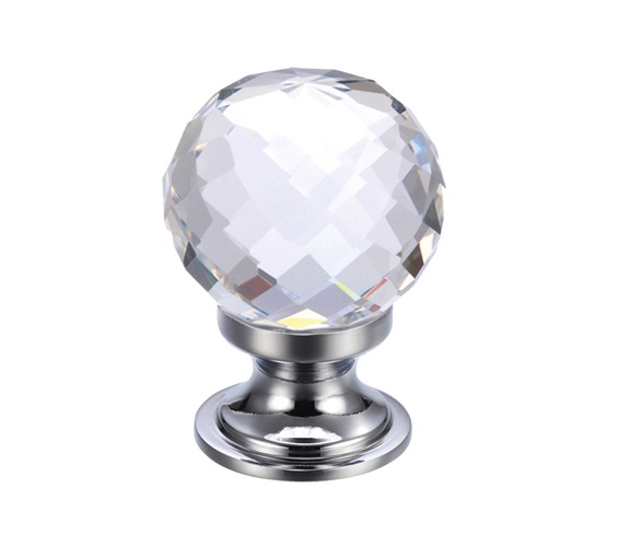 CLEAR FACETED GLASS CUPBOARD DOOR KNOB